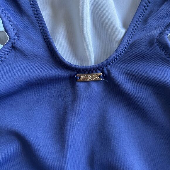 Victoria’s Secret Pink Blue One Piece Swimsuit With String Cutouts Size XS - Picture 3 of 11